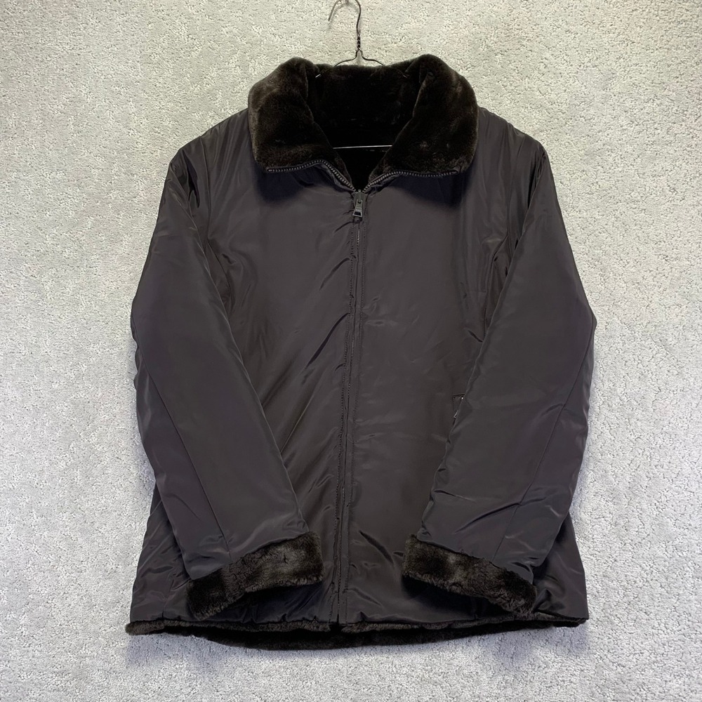 Marc New‎ York Andrew Marc Jacket Womens M Reversible Faux Fur Brown